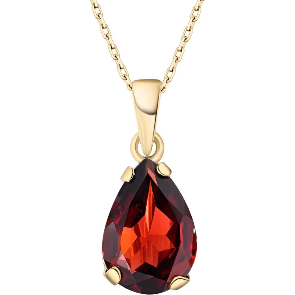 14k Gold Plated Gemstone Necklace For Women - Birthestone Teardrop Necklace - Go